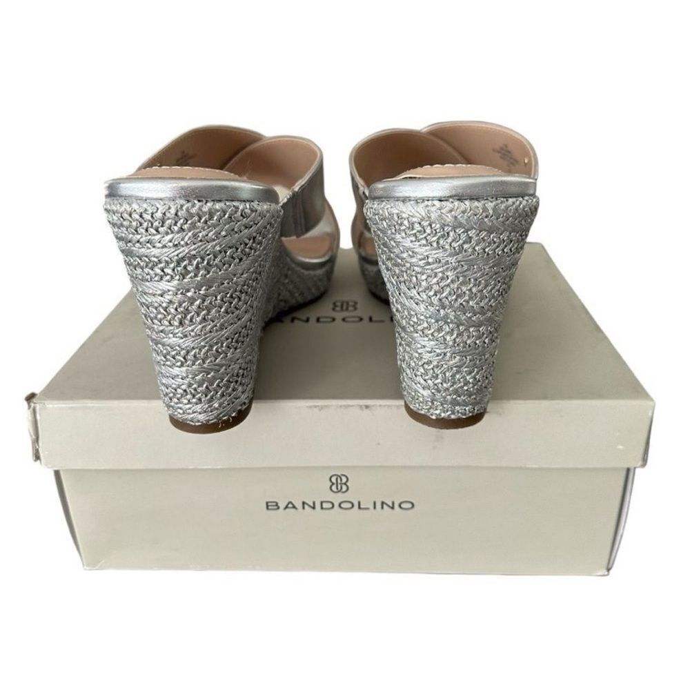 Bandolino Kammie 3 Silver Metallic Espadrille Wedge Sandals Size 11 NWB - Picture 4 of 13